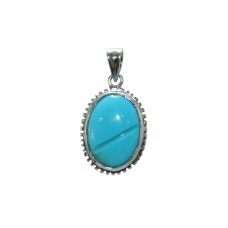 Handmade 925 Sterling Silver Pendant Natural Blue Turquoise Gemstone 1.2 inch